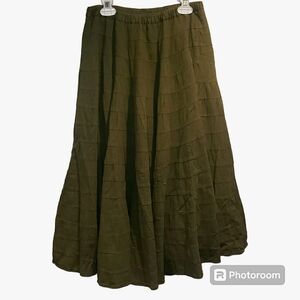 Vintage Coldwater Creek Green Pleased Boho Midi Skirt Size XS